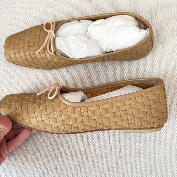 Freda Salvador Jada Square Toe Ballet Flat, Latte Closed Woven Calf, Size 8 - Picture 5 of 11